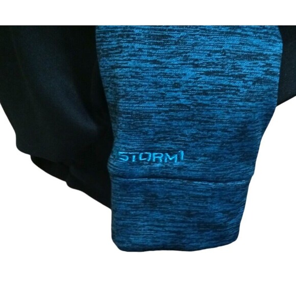 Under Armour Hoodie Mens Medium Blue Black Storm 1 Loose Fit Pullover Sweatshirt - Picture 4 of 5